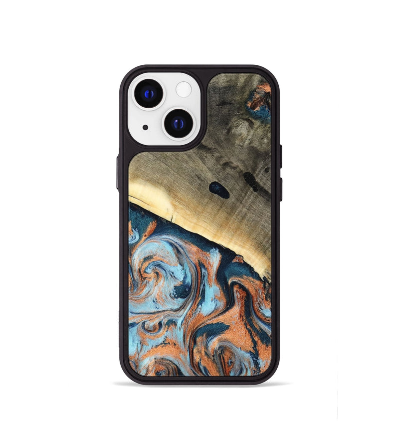 iPhone 13 mini Wood Phone Case - Kaleb (Teal & Gold, 798641)