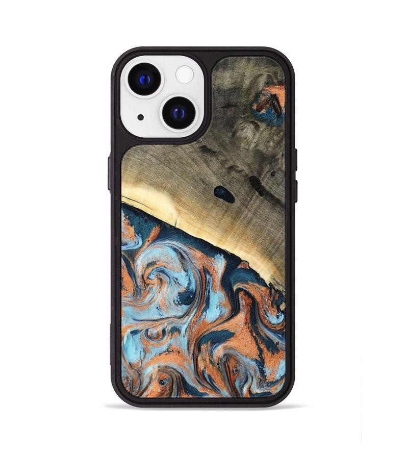 iPhone 13 Wood Phone Case - Kaleb (Teal & Gold, 798641)
