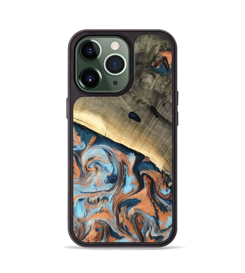 iPhone 13 Pro Wood Phone Case - Kaleb (Teal & Gold, 798641)