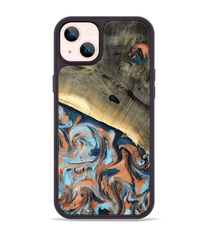 iPhone 14 Plus Wood Phone Case - Kaleb (Teal & Gold, 798641)