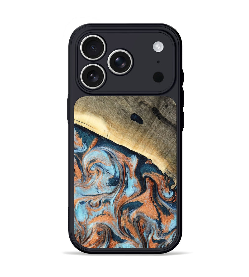iPhone 17 Pro Wood Phone Case - Kaleb (Teal & Gold, 798641)