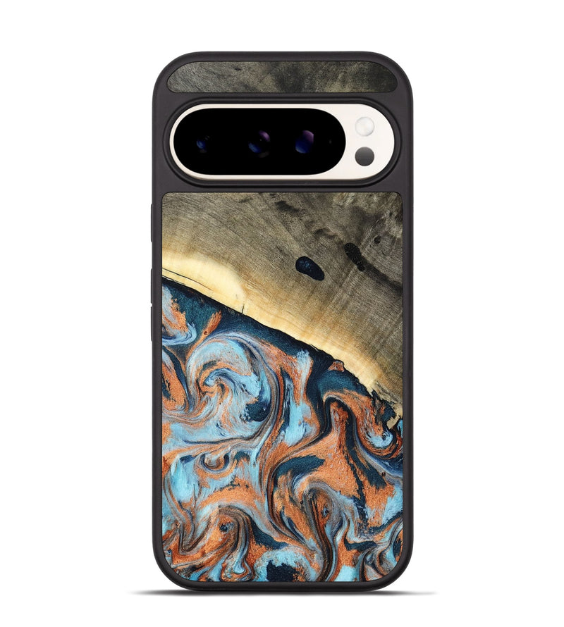 Pixel 9 Wood Phone Case - Kaleb (Teal & Gold, 798641)