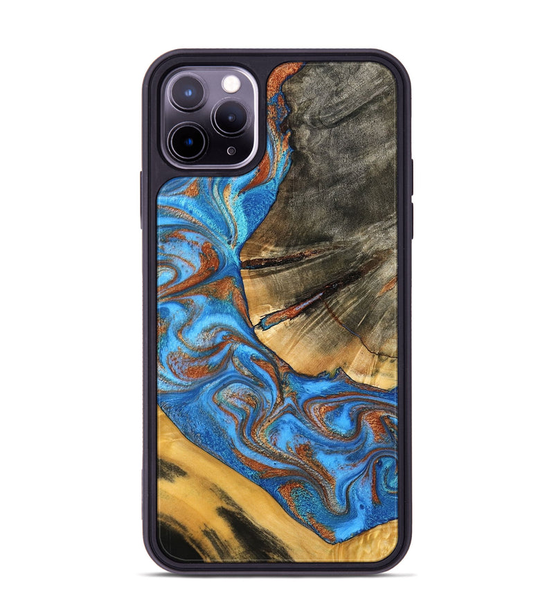 iPhone 11 Pro Max Wood Phone Case - Niki (Teal & Gold, 798642)