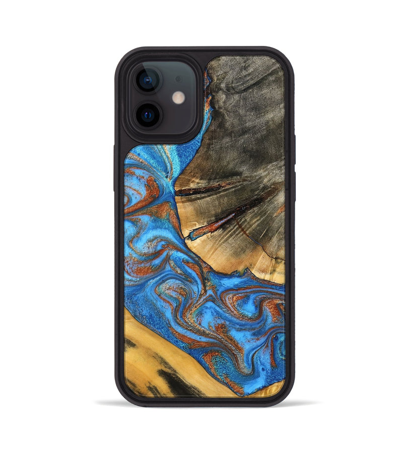 iPhone 12 Wood Phone Case - Niki (Teal & Gold, 798642)