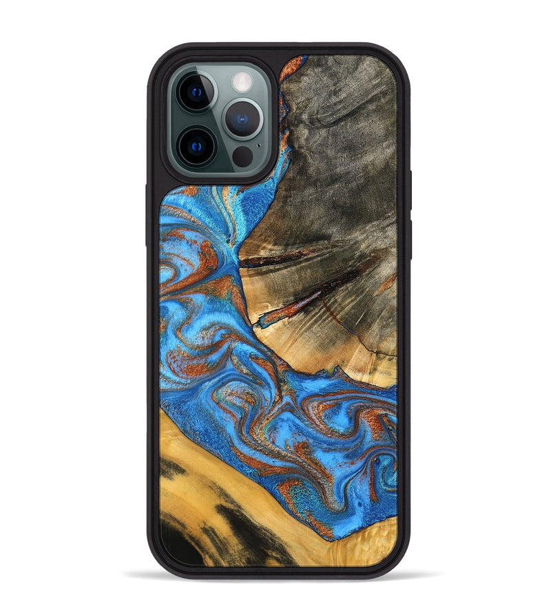 iPhone 12 Pro Max Wood Phone Case - Niki (Teal & Gold, 798642)