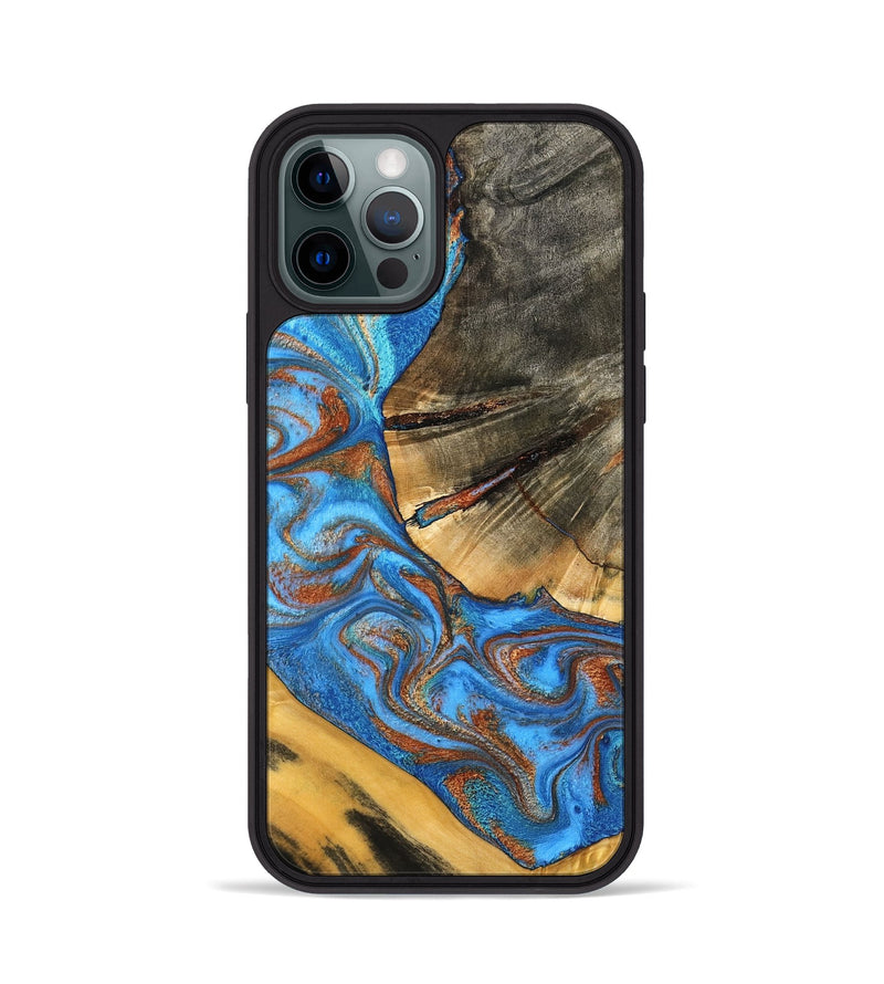 iPhone 12 Pro Wood Phone Case - Niki (Teal & Gold, 798642)