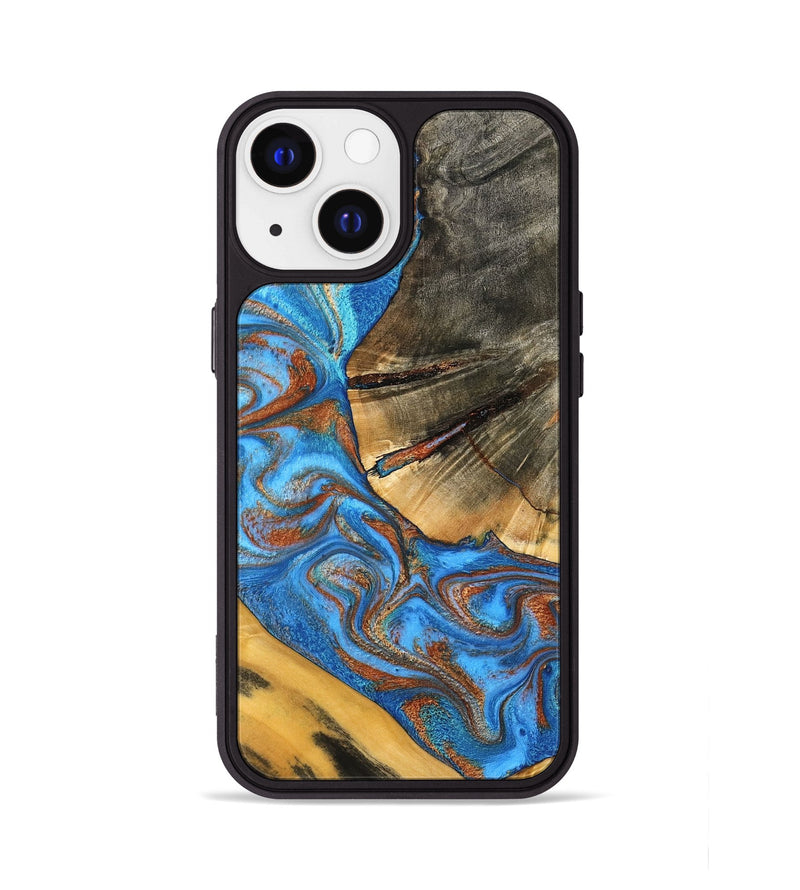 iPhone 13 Wood Phone Case - Niki (Teal & Gold, 798642)