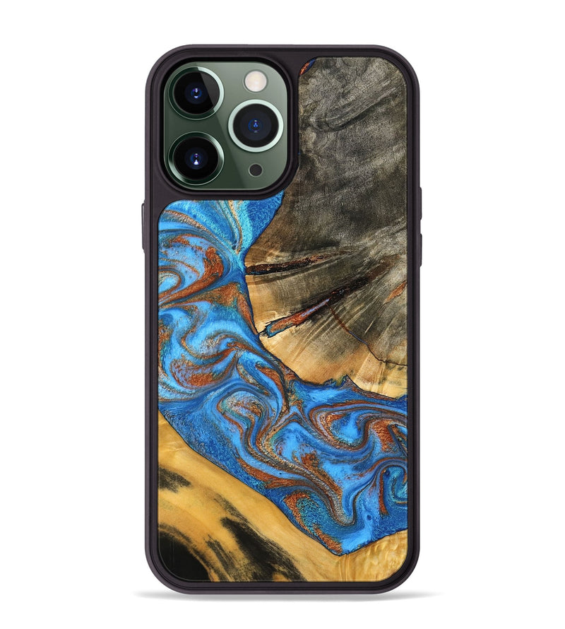 iPhone 13 Pro Max Wood Phone Case - Niki (Teal & Gold, 798642)