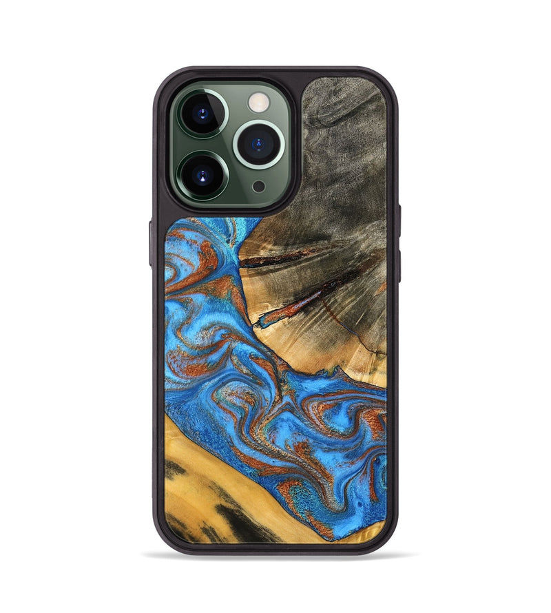 iPhone 13 Pro Wood Phone Case - Niki (Teal & Gold, 798642)