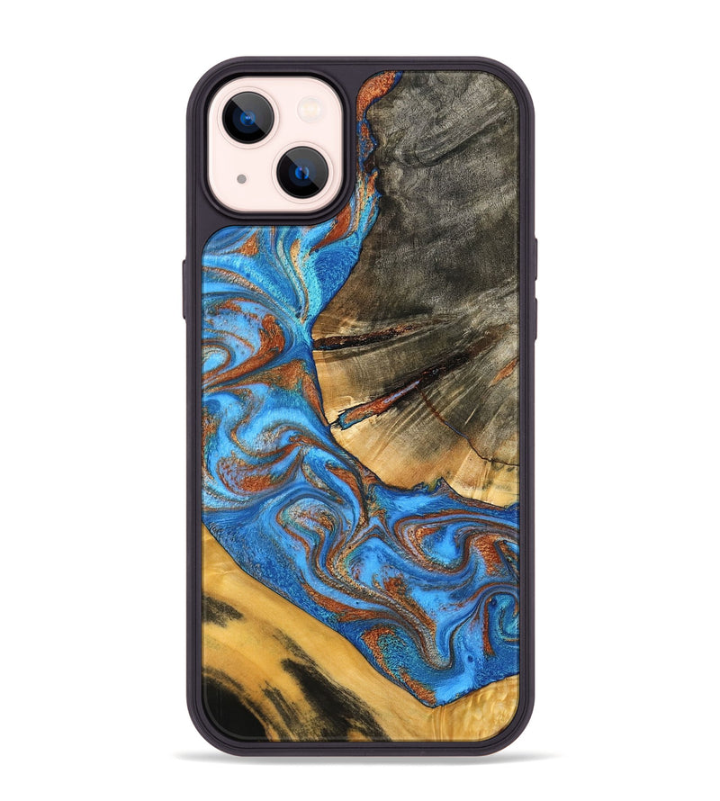 iPhone 14 Plus Wood Phone Case - Niki (Teal & Gold, 798642)