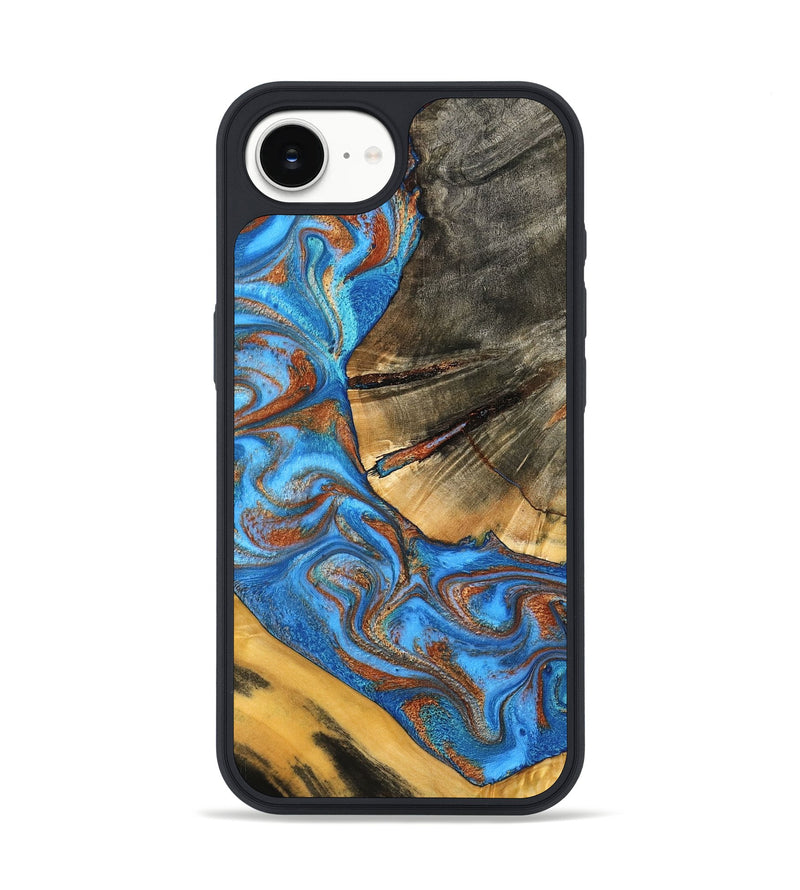 iPhone 16e Wood Phone Case - Niki (Teal & Gold, 798642)