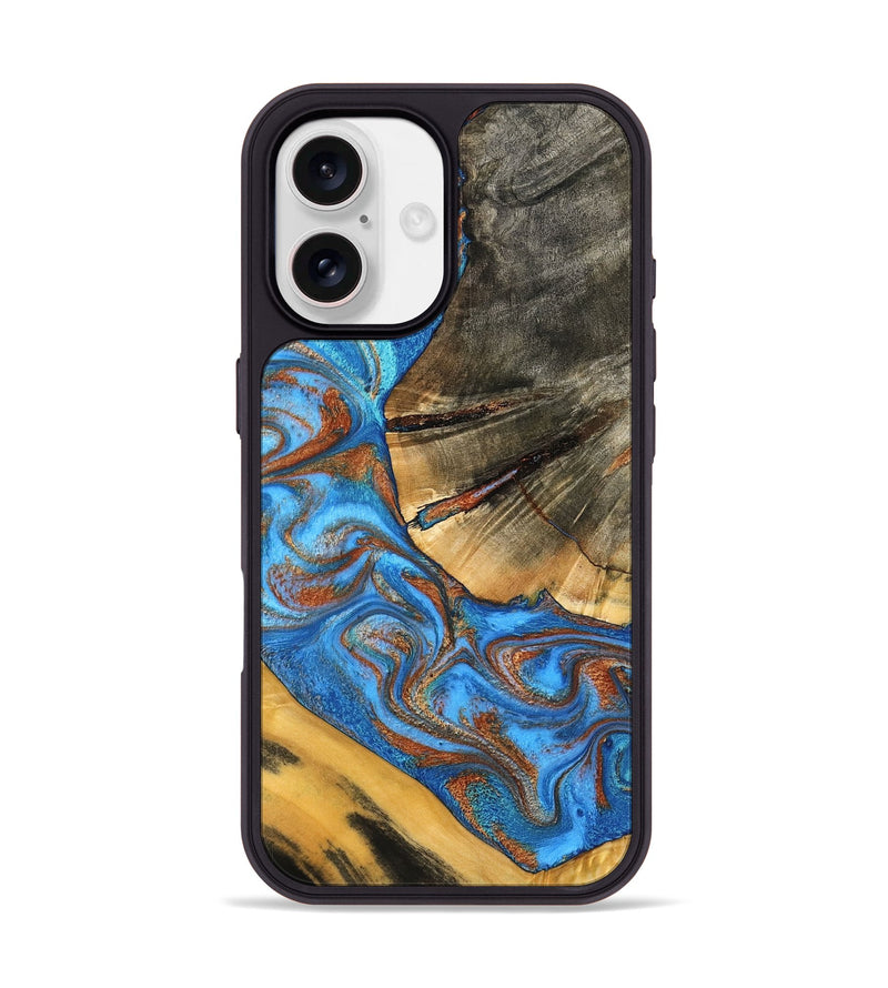 iPhone 17 Wood Phone Case - Niki (Teal & Gold, 798642)