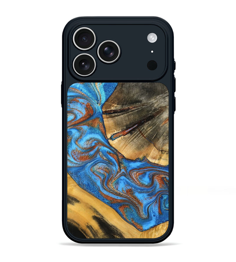 iPhone 17 Pro Max Wood Phone Case - Niki (Teal & Gold, 798642)