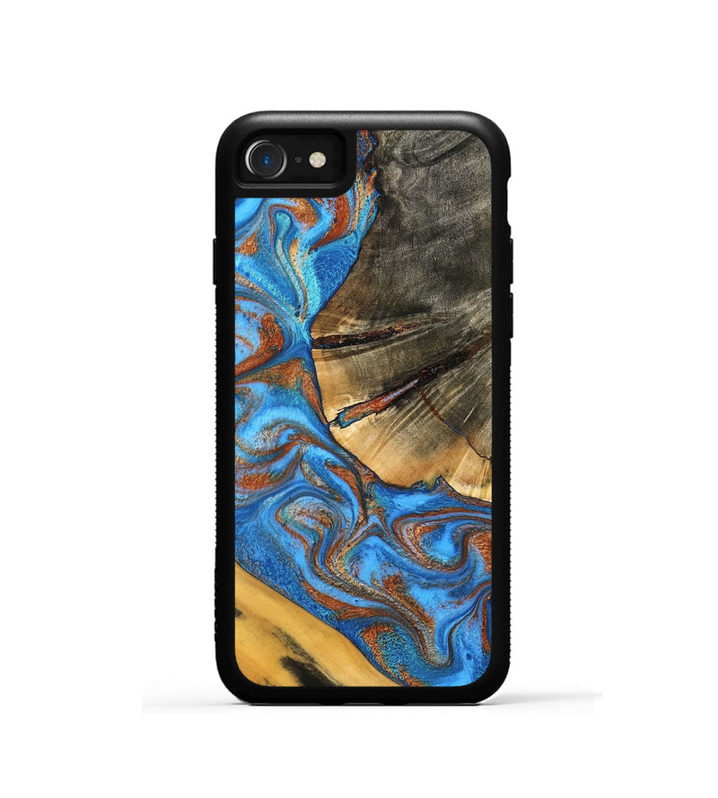 iPhone SE Wood Phone Case - Niki (Teal & Gold, 798642)