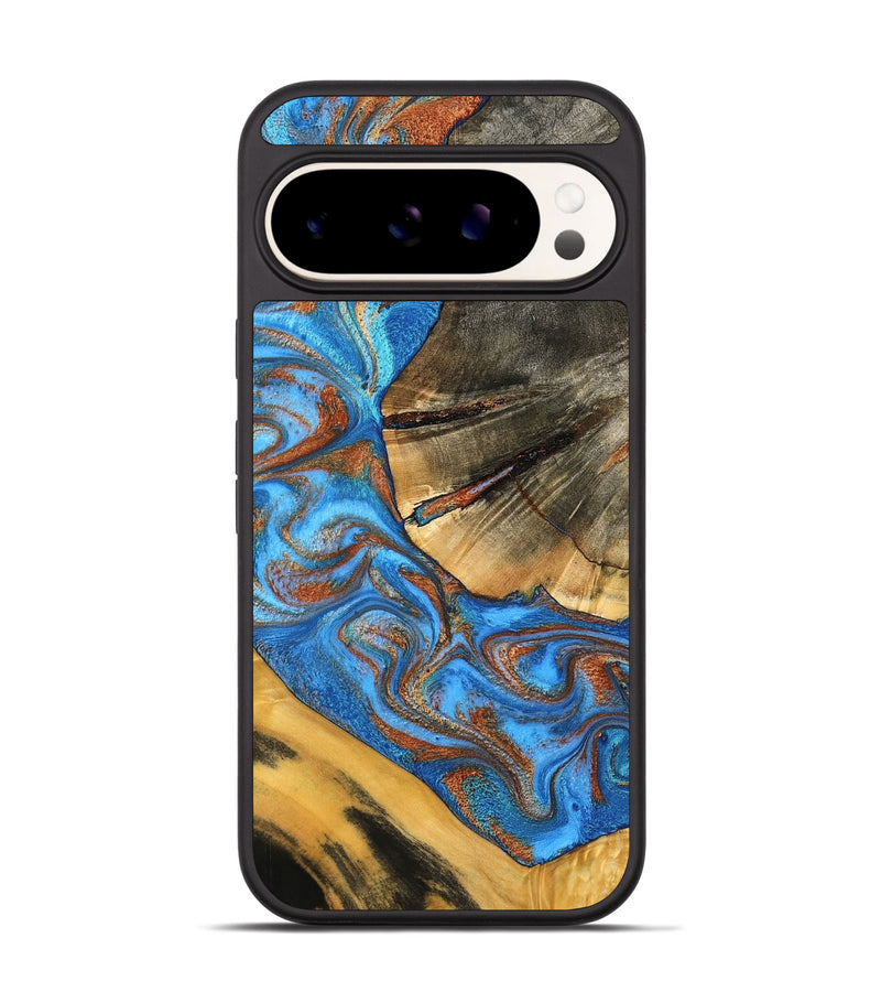 Pixel 9 Pro Wood Phone Case - Niki (Teal & Gold, 798642)