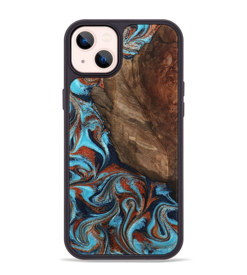 iPhone 14 Plus Wood Phone Case - Emmitt (Teal & Gold, 798643)