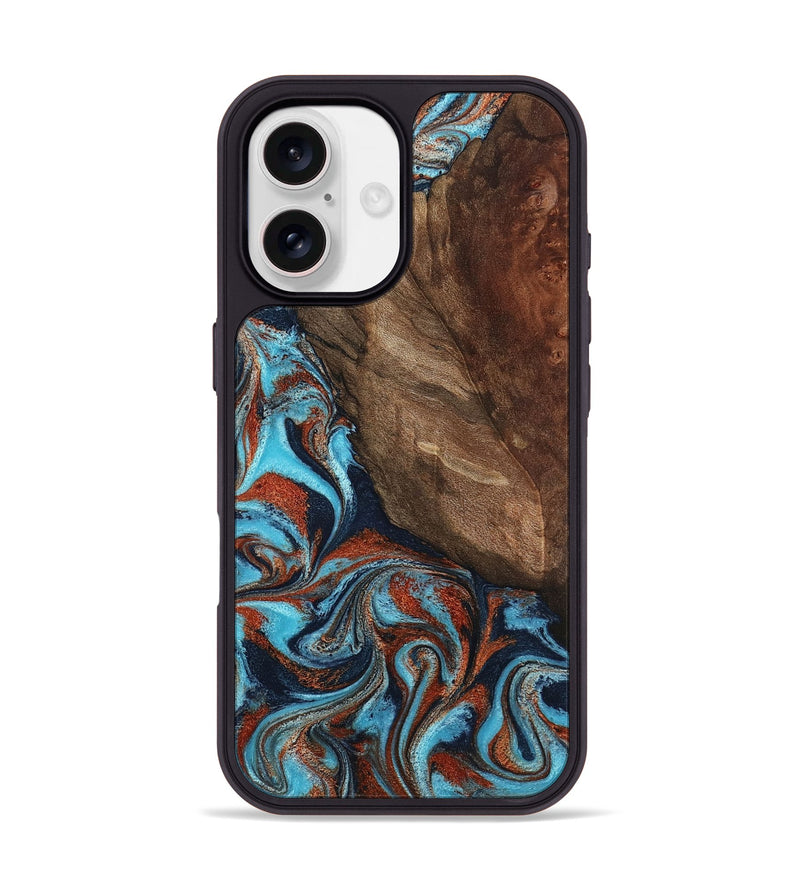 iPhone 17 Wood Phone Case - Emmitt (Teal & Gold, 798643)