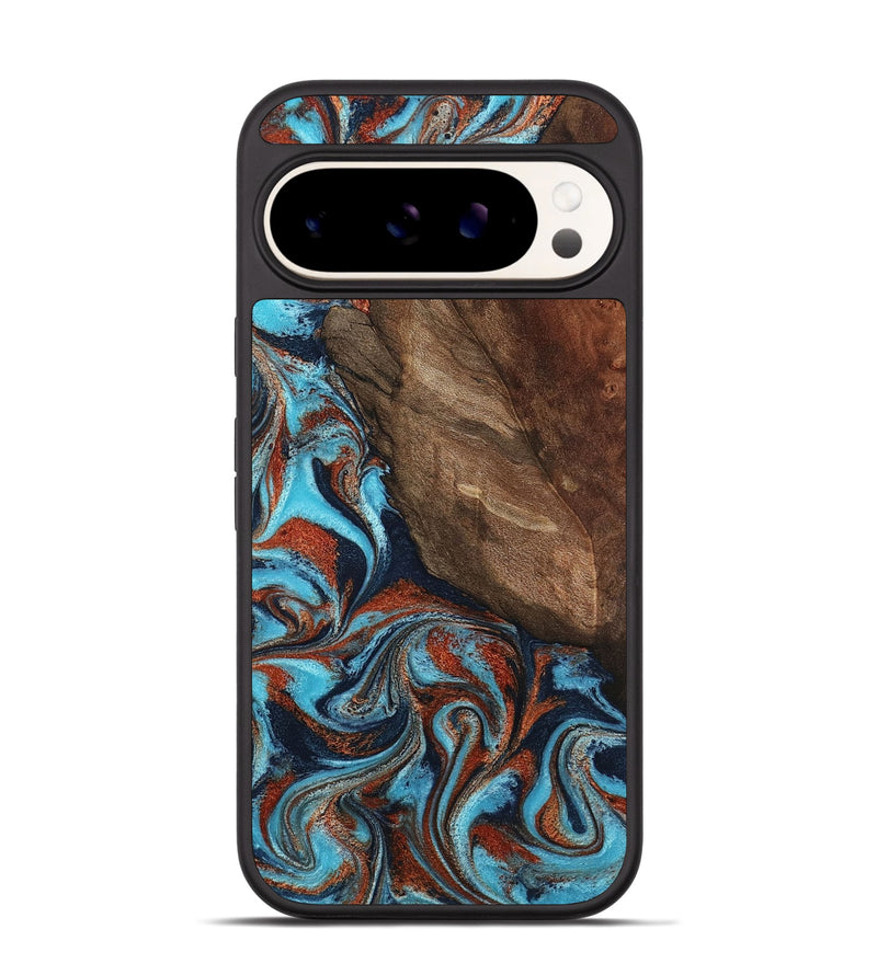 Pixel 9 Pro Wood Phone Case - Emmitt (Teal & Gold, 798643)