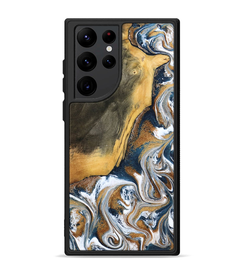Galaxy S22 Ultra Wood Phone Case - Danita (Teal & Gold, 798644)