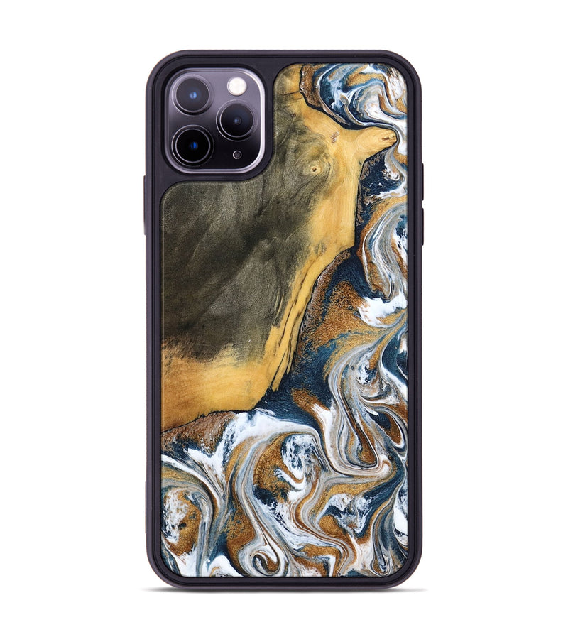 iPhone 11 Pro Max Wood Phone Case - Danita (Teal & Gold, 798644)