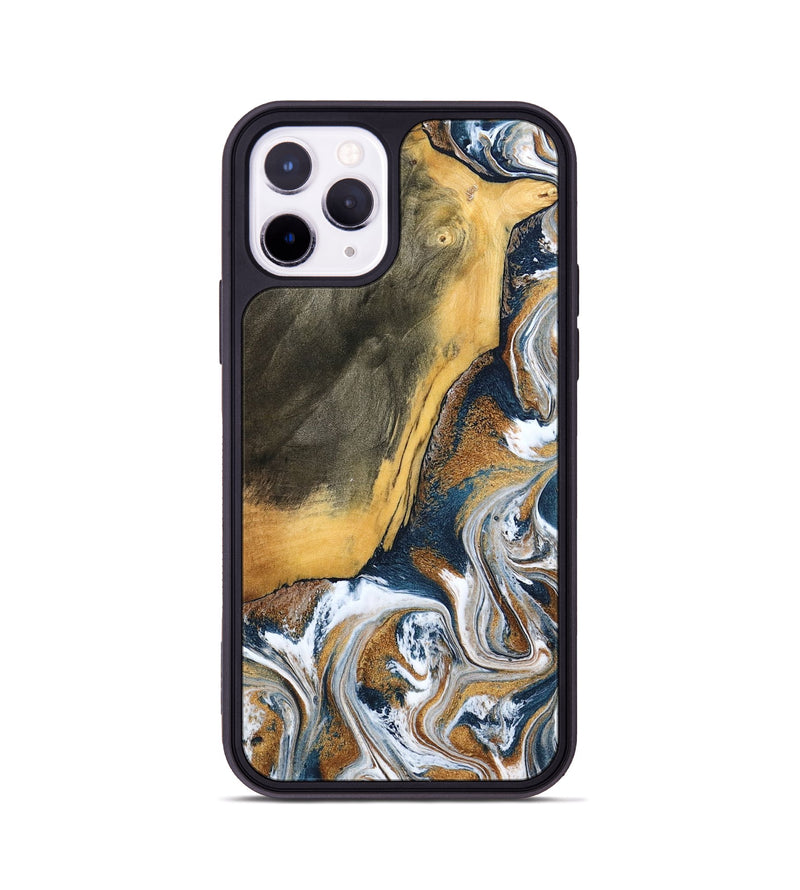 iPhone 11 Pro Wood Phone Case - Danita (Teal & Gold, 798644)