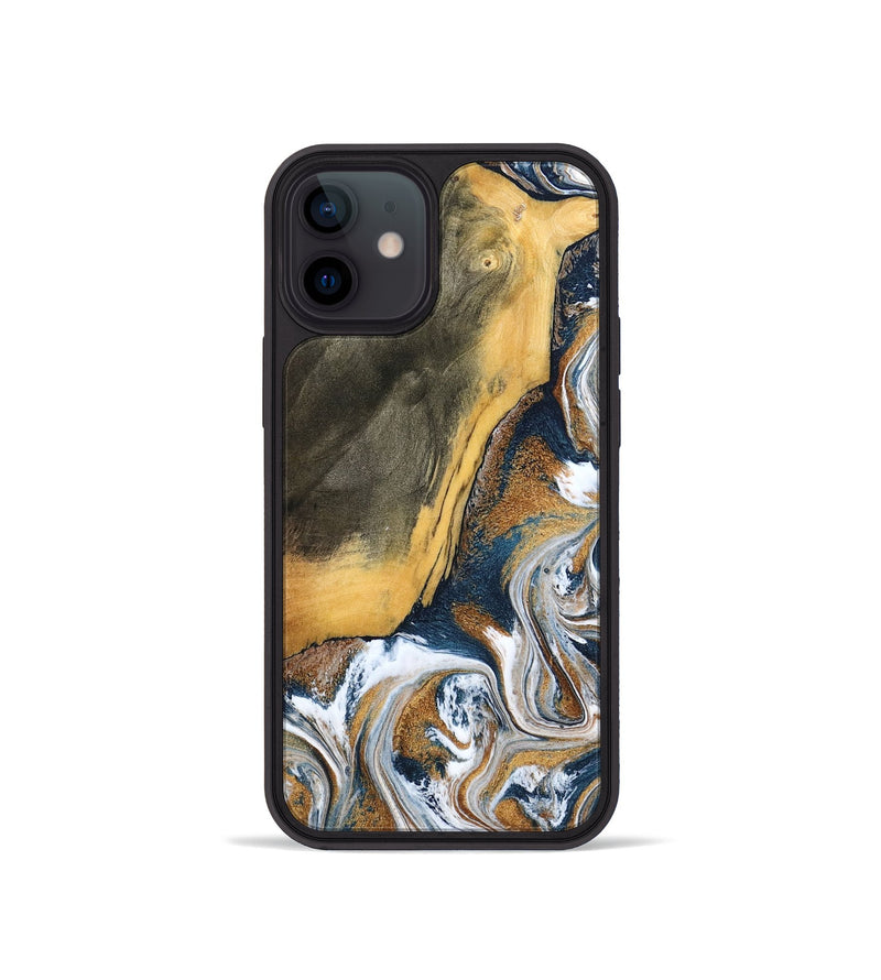iPhone 12 mini Wood Phone Case - Danita (Teal & Gold, 798644)