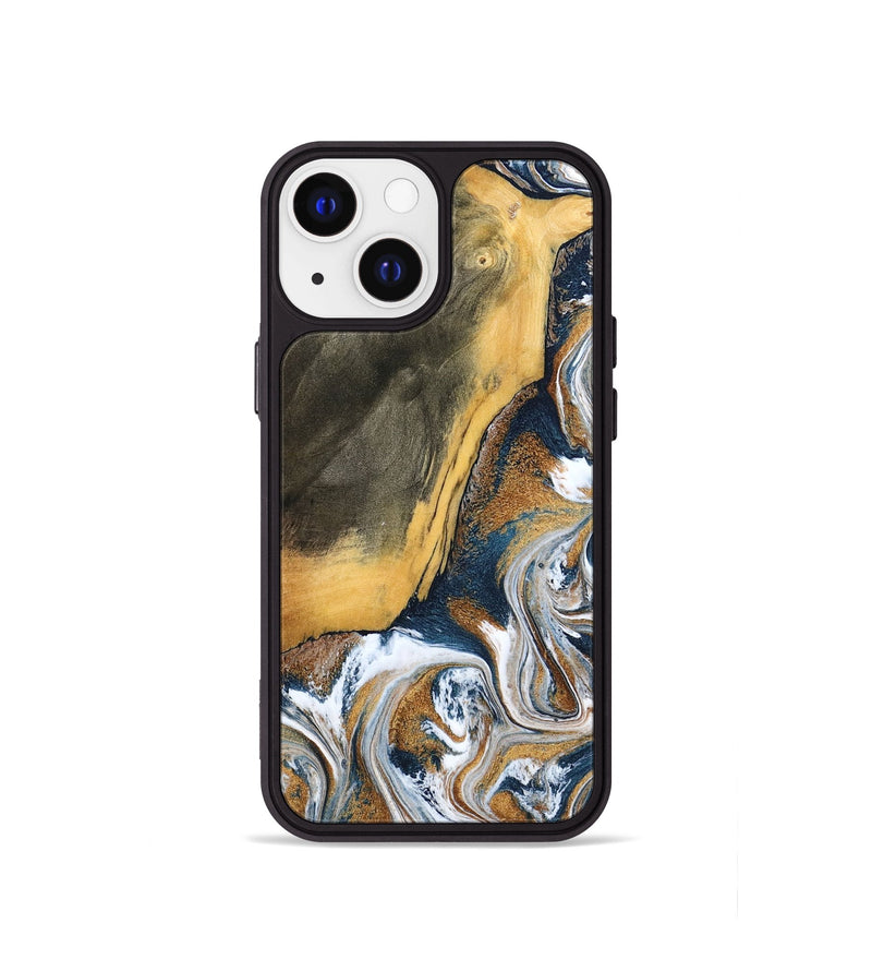 iPhone 13 mini Wood Phone Case - Danita (Teal & Gold, 798644)