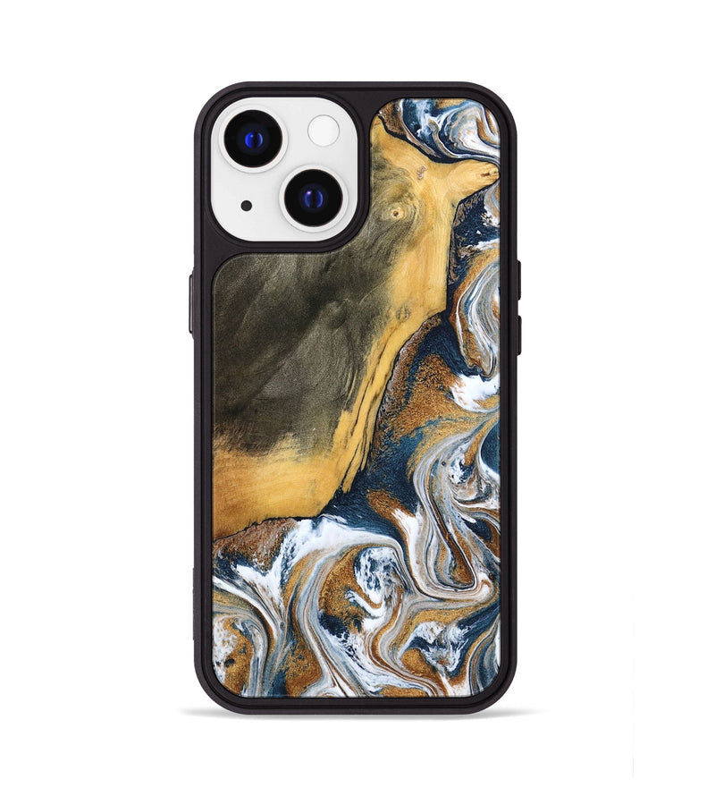 iPhone 13 Wood Phone Case - Danita (Teal & Gold, 798644)