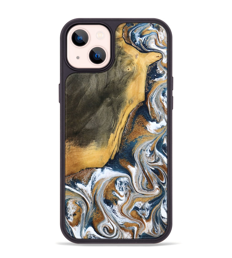 iPhone 14 Plus Wood Phone Case - Danita (Teal & Gold, 798644)