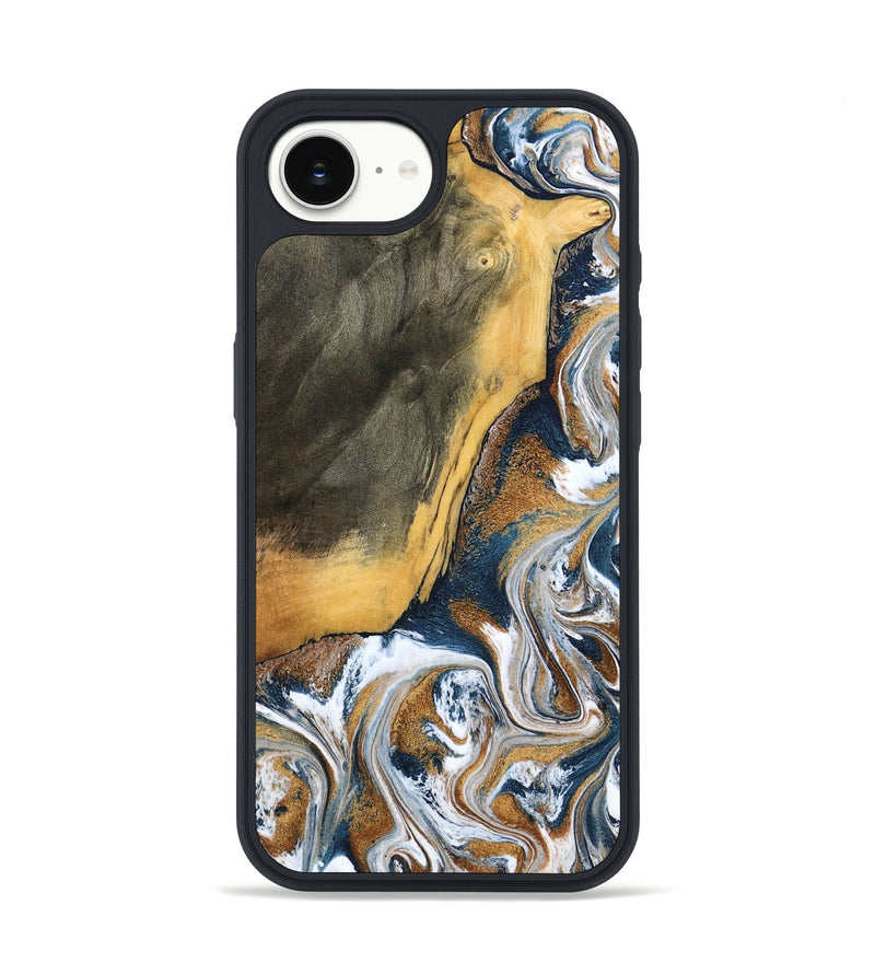 iPhone 16e Wood Phone Case - Danita (Teal & Gold, 798644)