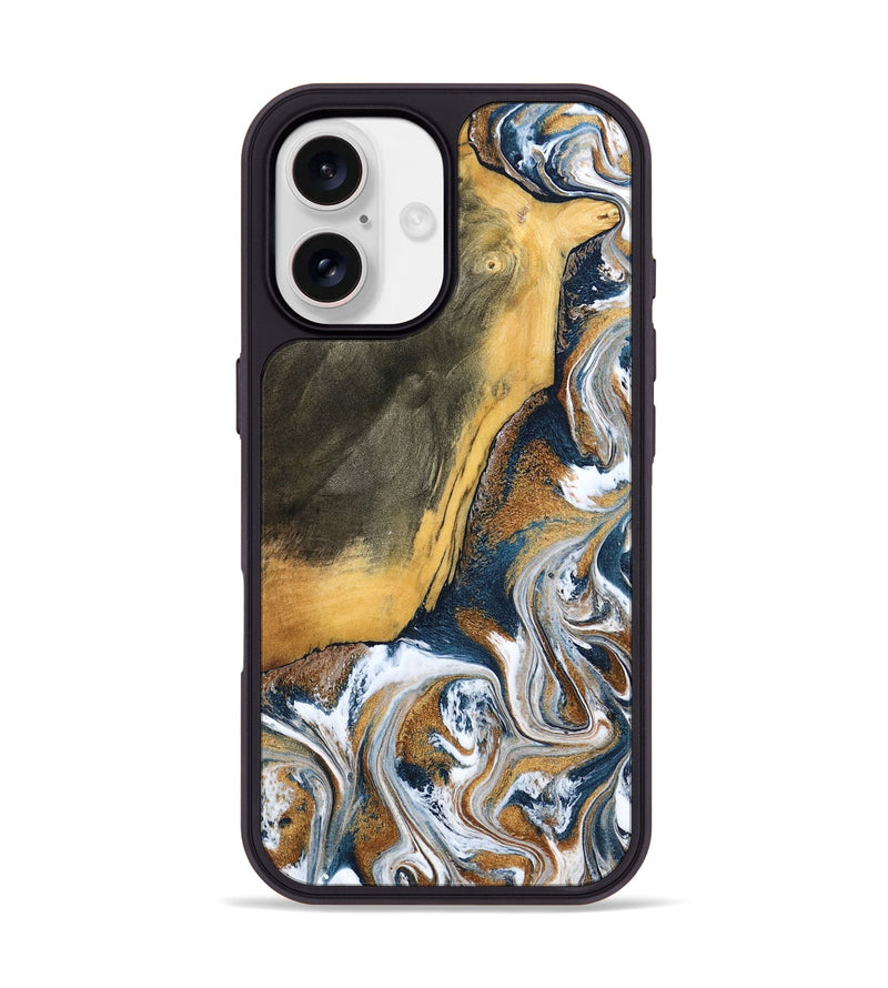 iPhone 17 Wood Phone Case - Danita (Teal & Gold, 798644)