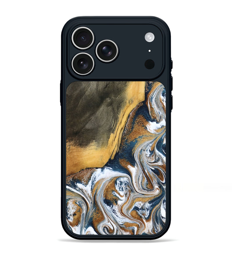 iPhone 17 Pro Max Wood Phone Case - Danita (Teal & Gold, 798644)