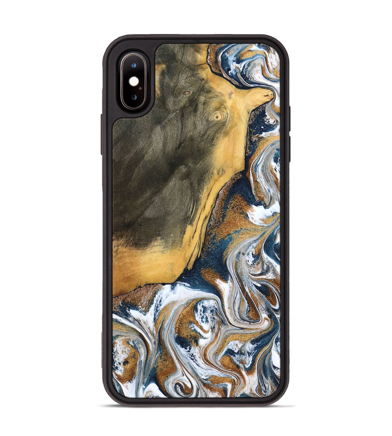 iPhone Xs Max Wood Phone Case - Danita (Teal & Gold, 798644)