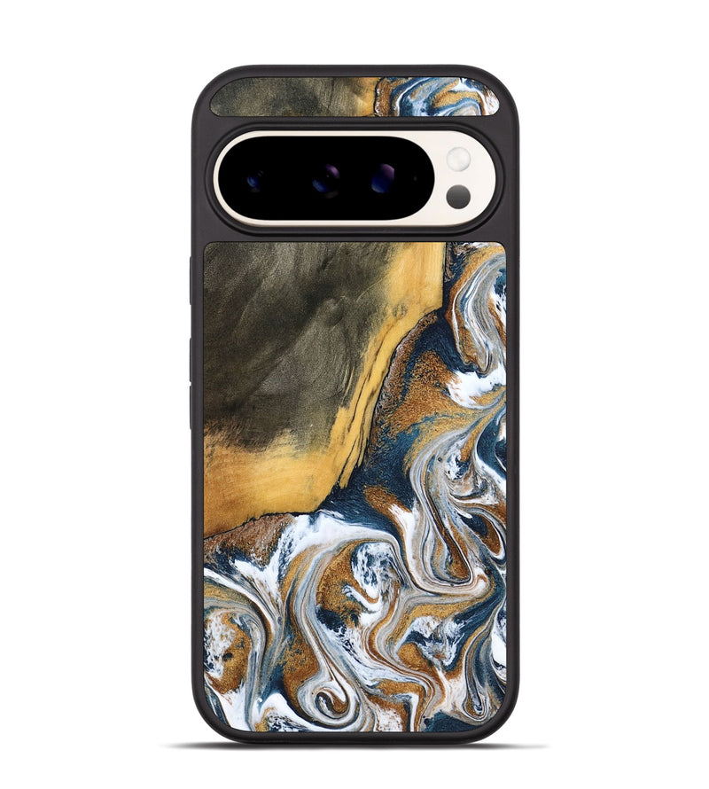 Pixel 9 Pro Wood Phone Case - Danita (Teal & Gold, 798644)