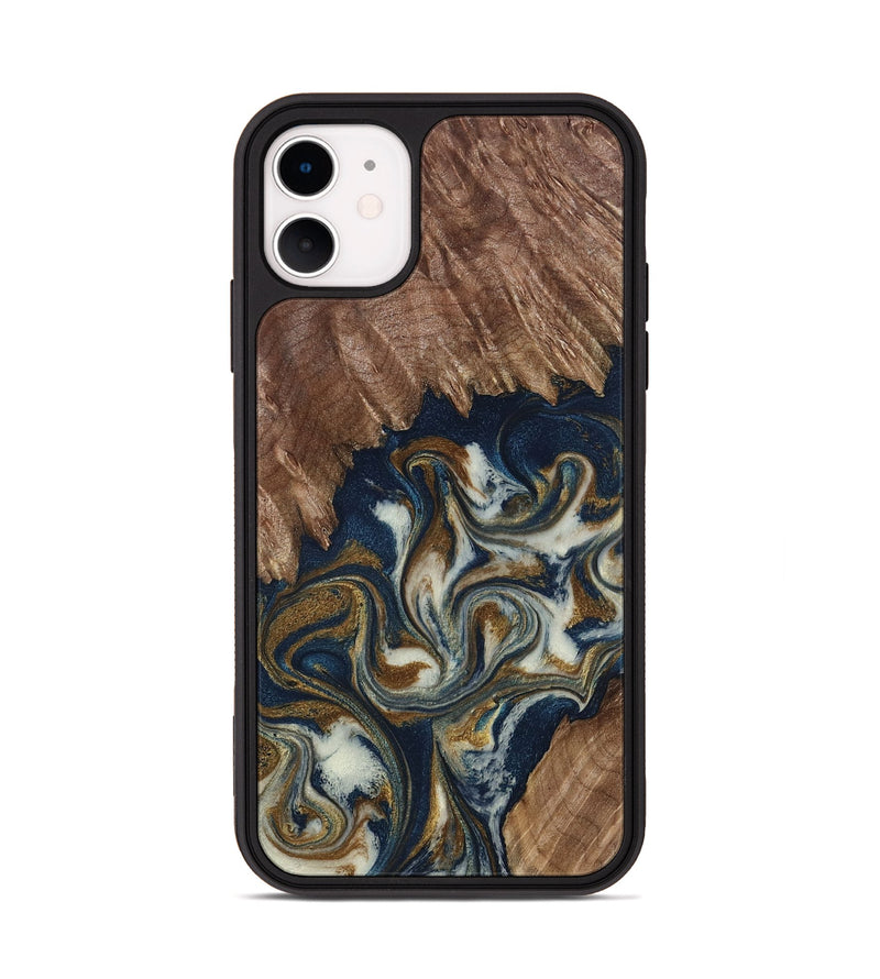 iPhone 11 Wood Phone Case - Marisa (Teal & Gold, 798645)