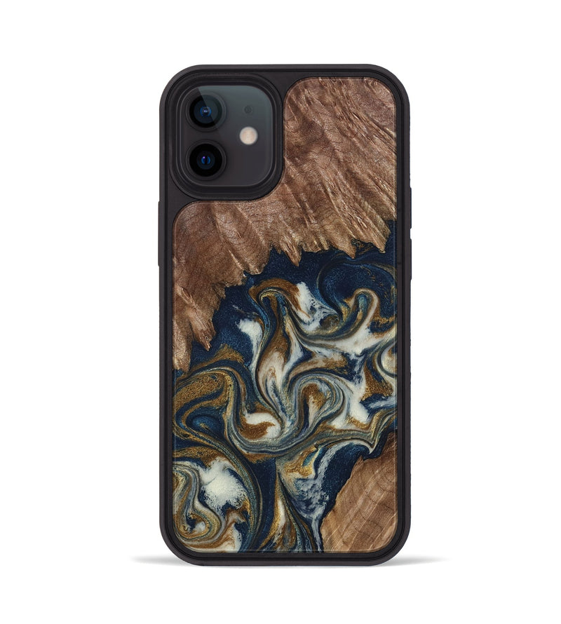 iPhone 12 Wood Phone Case - Marisa (Teal & Gold, 798645)