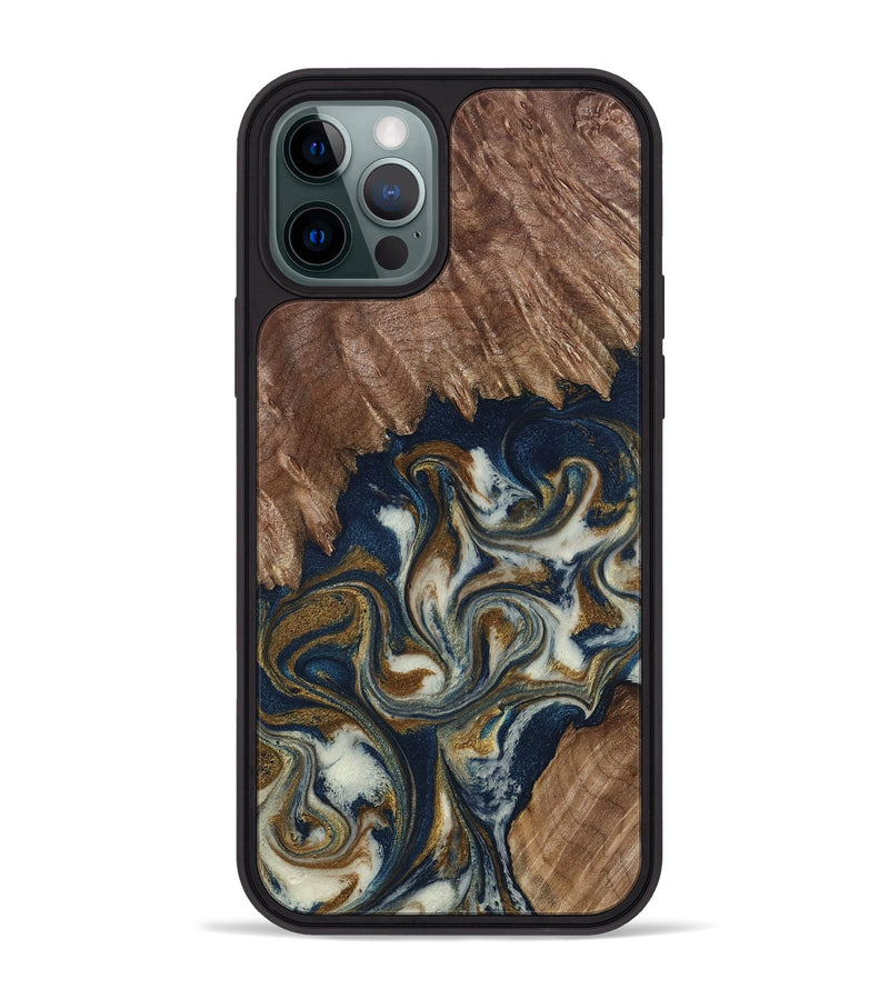 iPhone 12 Pro Max Wood Phone Case - Marisa (Teal & Gold, 798645)