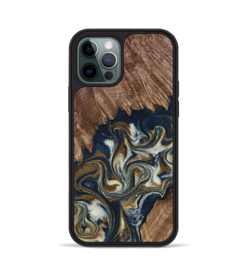 iPhone 12 Pro Wood Phone Case - Marisa (Teal & Gold, 798645)