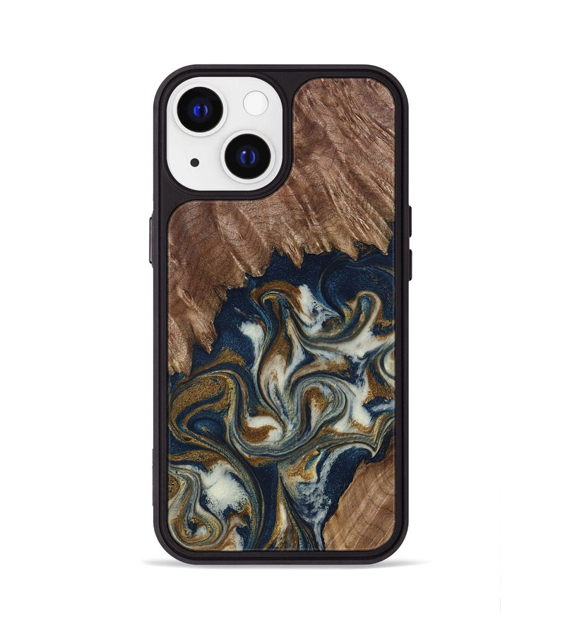 iPhone 13 Wood Phone Case - Marisa (Teal & Gold, 798645)