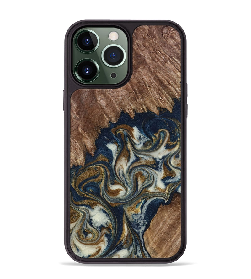 iPhone 13 Pro Max Wood Phone Case - Marisa (Teal & Gold, 798645)