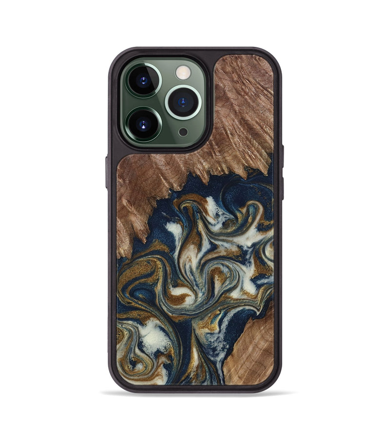 iPhone 13 Pro Wood Phone Case - Marisa (Teal & Gold, 798645)