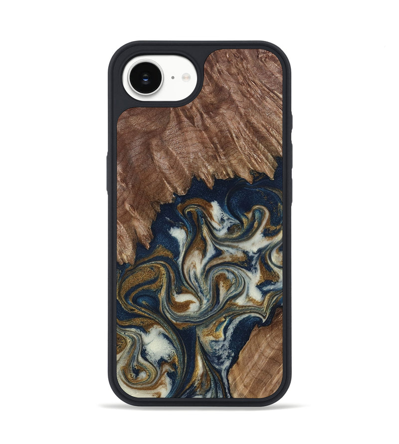 iPhone 16e Wood Phone Case - Marisa (Teal & Gold, 798645)