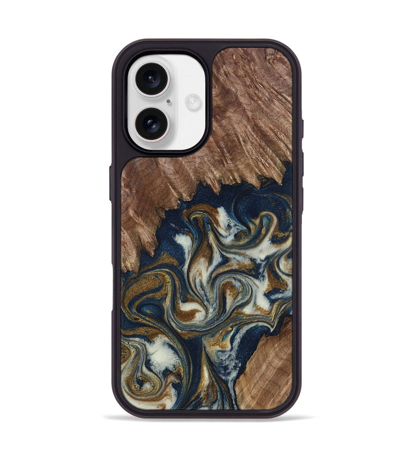 iPhone 17 Wood Phone Case - Marisa (Teal & Gold, 798645)