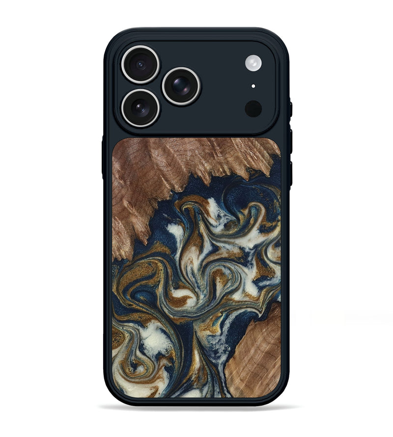 iPhone 17 Pro Max Wood Phone Case - Marisa (Teal & Gold, 798645)