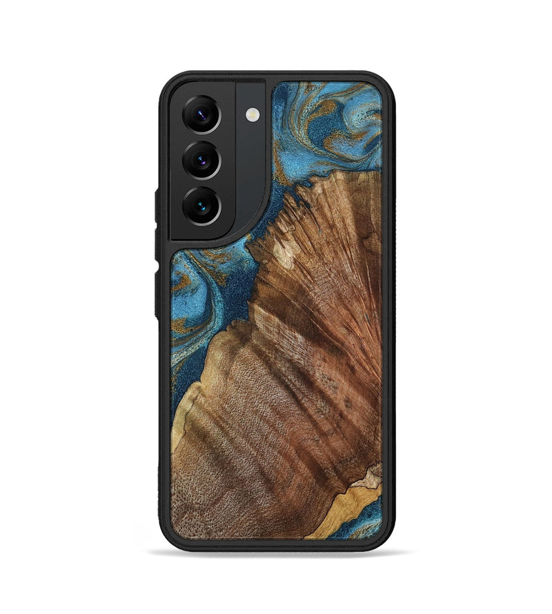 Galaxy S22 Wood Phone Case - Keira (Teal & Gold, 798648)