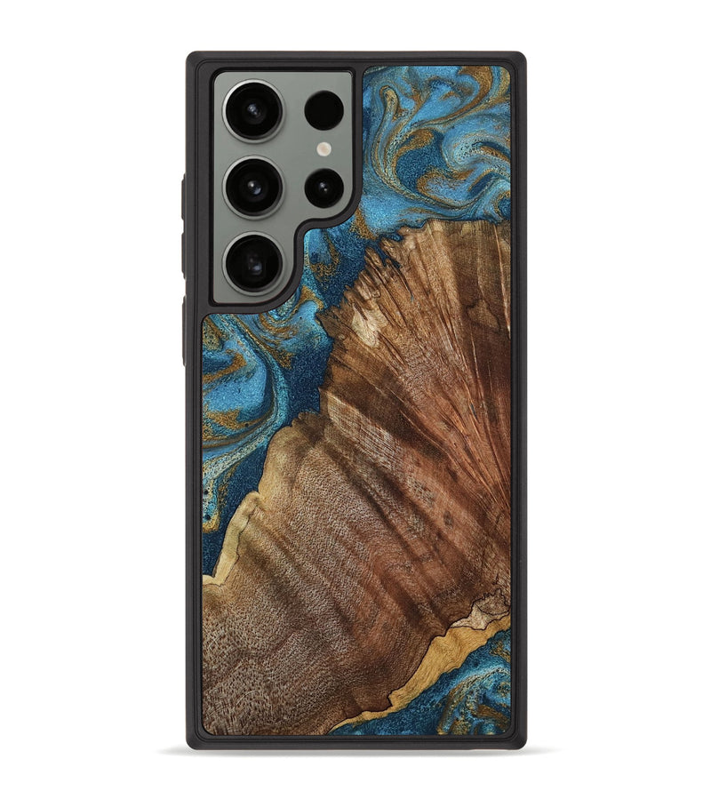 Galaxy S23 Ultra Wood Phone Case - Keira (Teal & Gold, 798648)