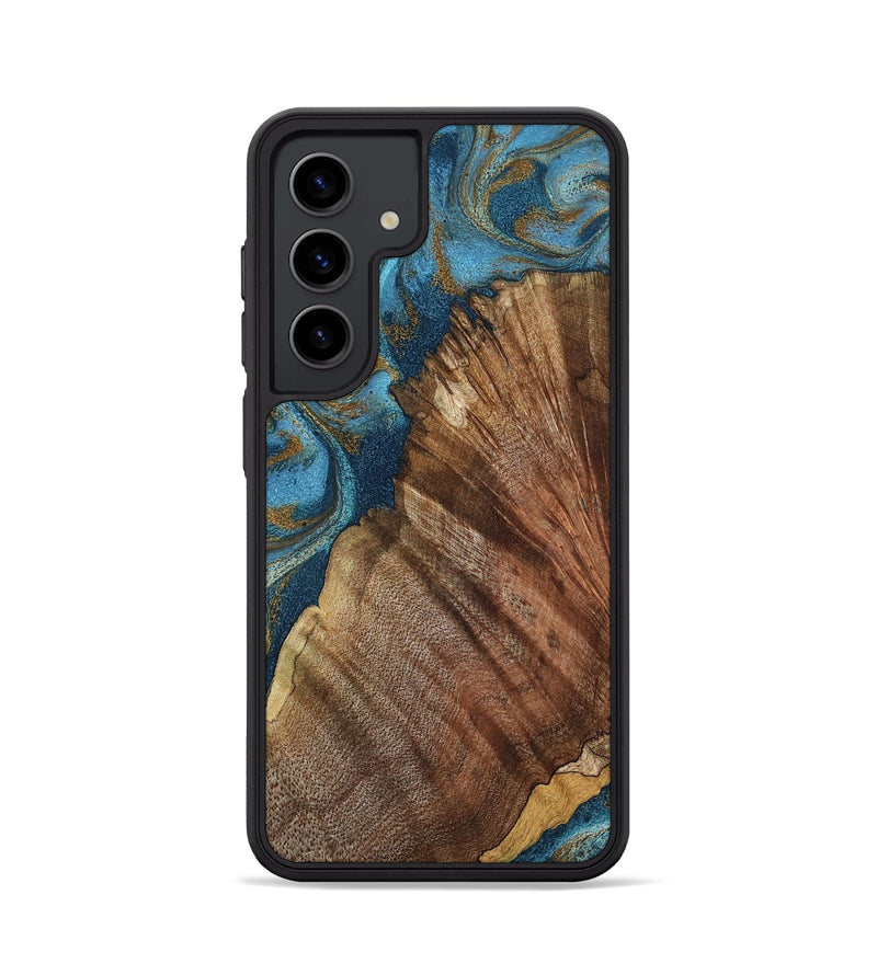 Galaxy S24 Wood Phone Case - Keira (Teal & Gold, 798648)
