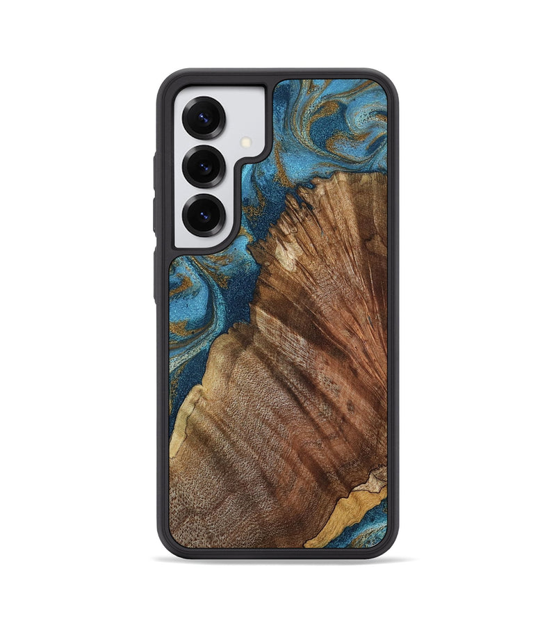 Galaxy S25 Wood Phone Case - Keira (Teal & Gold, 798648)