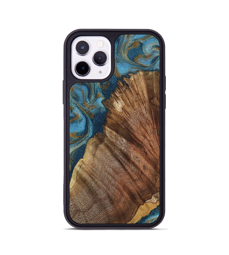 iPhone 11 Pro Wood Phone Case - Keira (Teal & Gold, 798648)