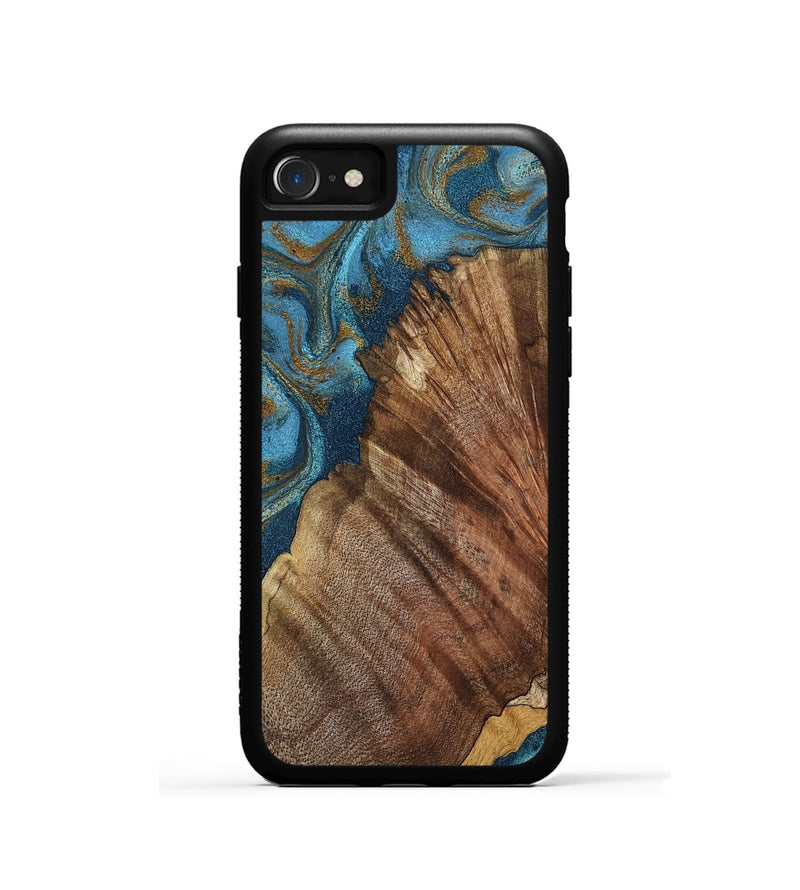 iPhone SE Wood Phone Case - Keira (Teal & Gold, 798648)
